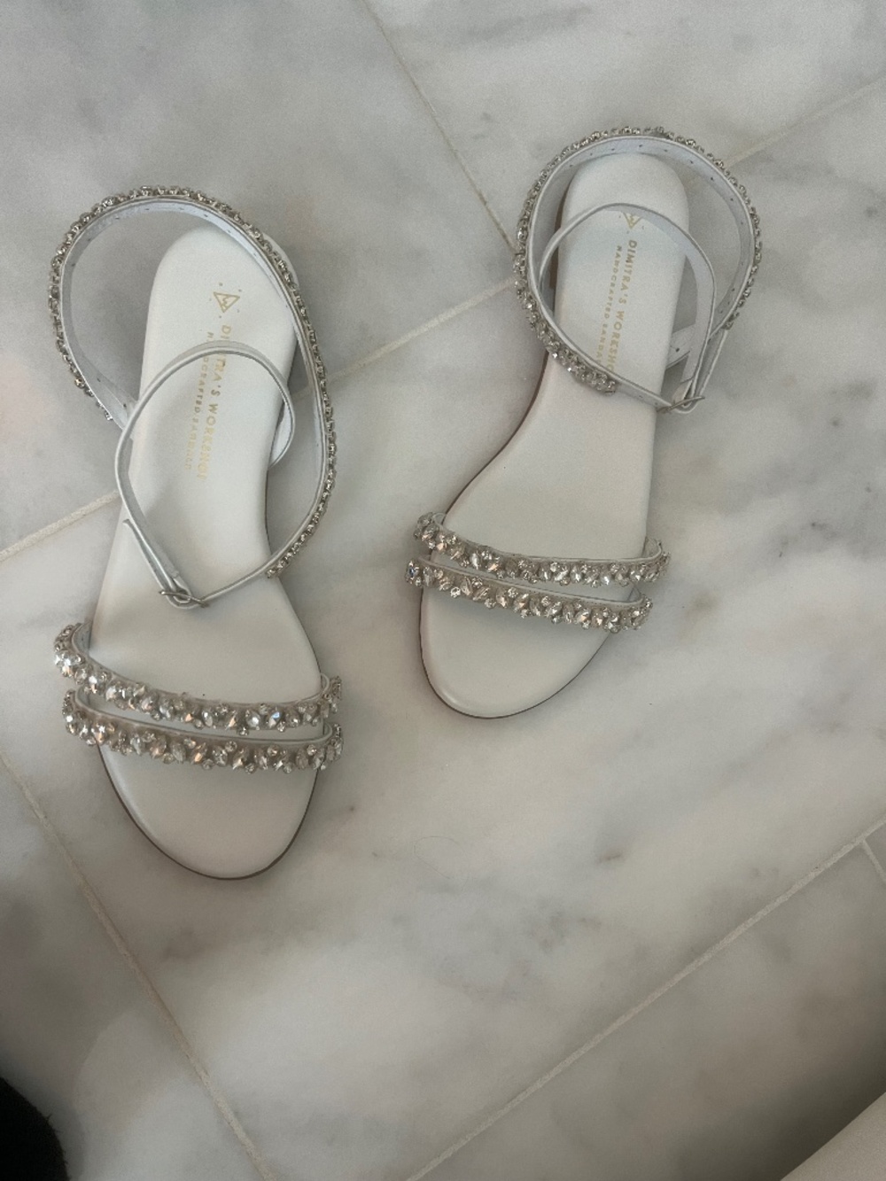 Dimitri’s Workshop Handmade from Greece Bridal ankle wrap sandals size 10